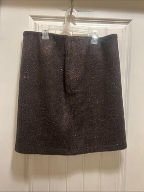 JJill 6 Wool Blend Dark Brown Sparkle Mini Skirt